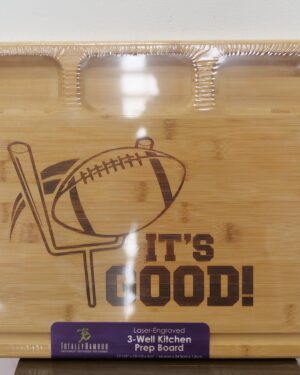 Totally Bamboo 3 Well Kitchen Prep Cutting Board W/"it's Good" Football Engraving